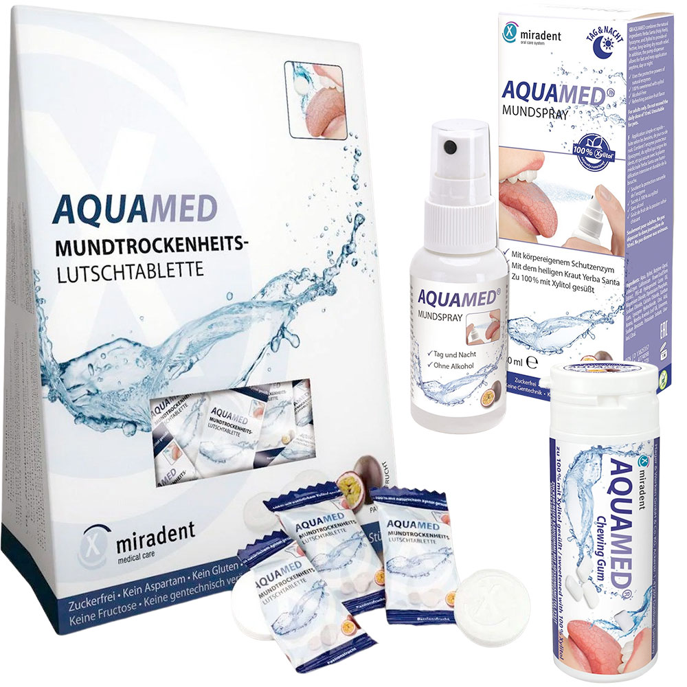 AQUAMED Mixpakke mod Mundtørhed - Mundspray & Gel mod tør mund