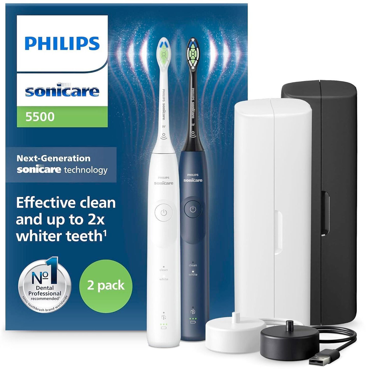 Philips Sonicare 5500 DUO Elektrische Zahnbürsten inkl. Reisekoffer