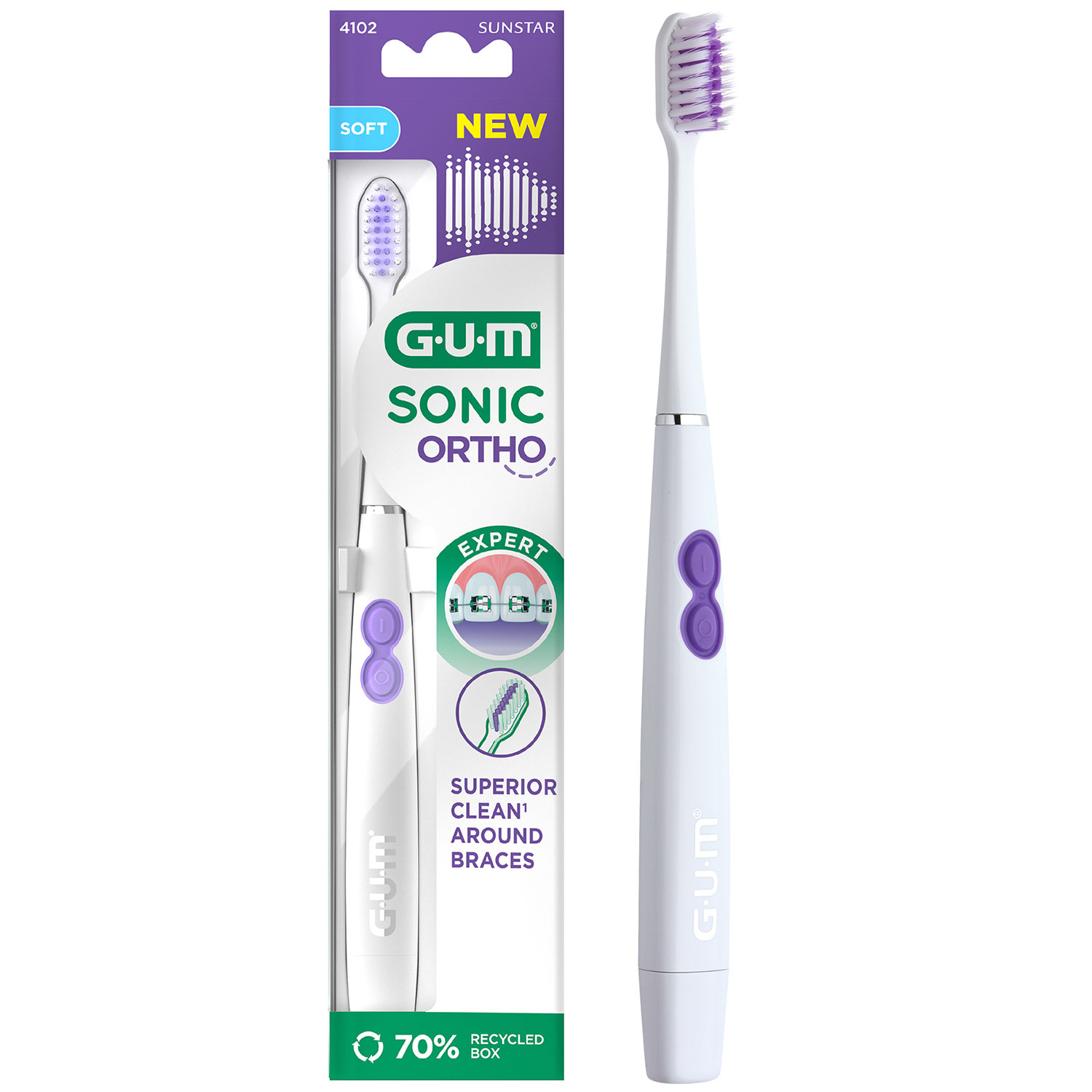 GUM Sonic Ortho Batterie Elektrische Zahnbürste