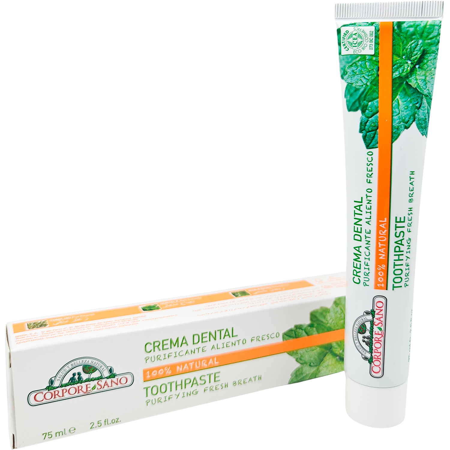Natürliche Zahnpasta Fresh Breath CORPORE SANO Thyme , Mint und Basil 75 ml.