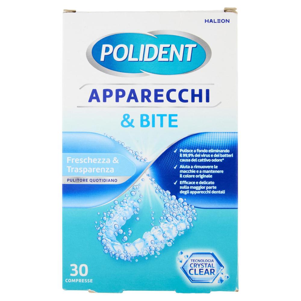 Rensetabletter til Bøjler & Bideskinner POLIDENT Crystal Clear 30 stk.