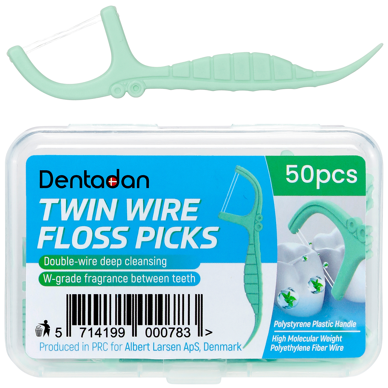 DENTADAN Twin Wire Floss Picks Doppeldraht-Zahnseidenbügel 50 Stk.