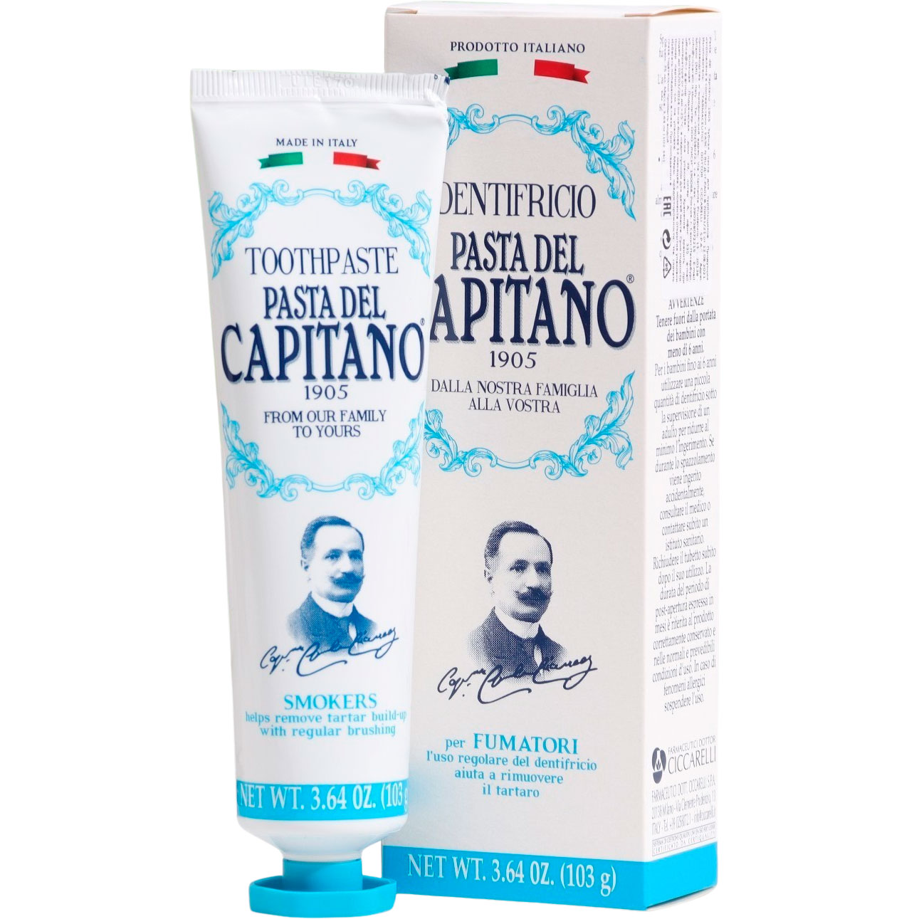 Italiensk Whitening Tandpasta PASTA DEL CAPITANO Smokers 25 ml.