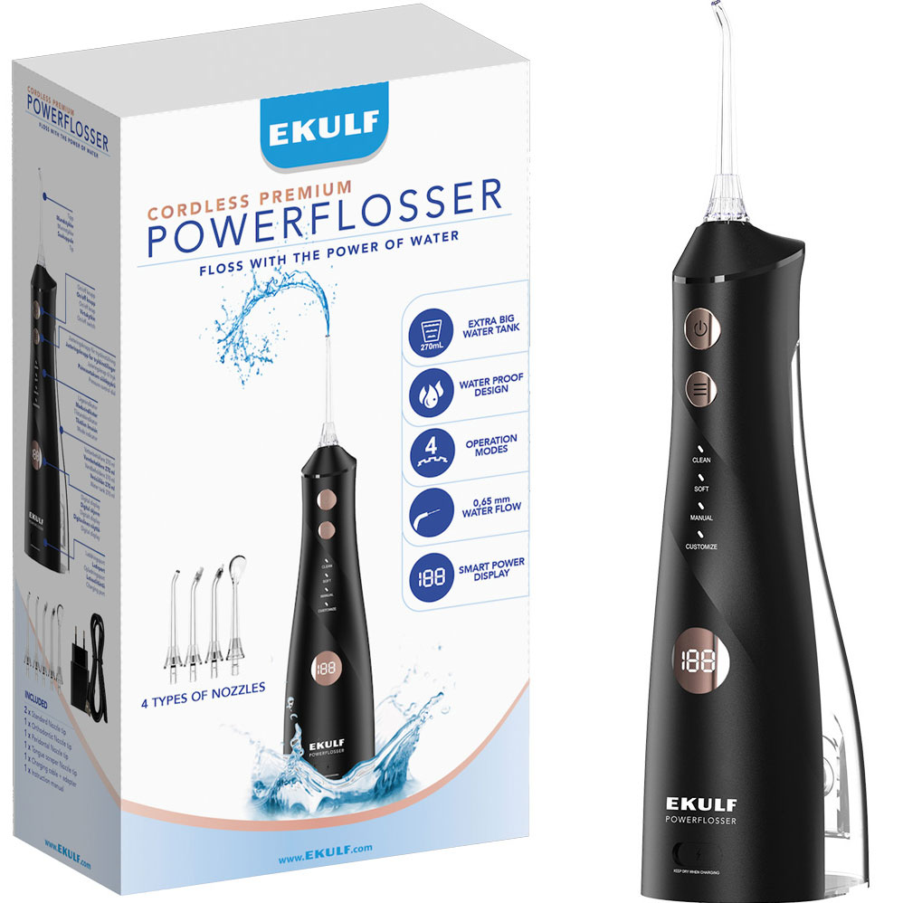 EKULF PowerFlosser Premium Trådløs Mundskyller Black Edition