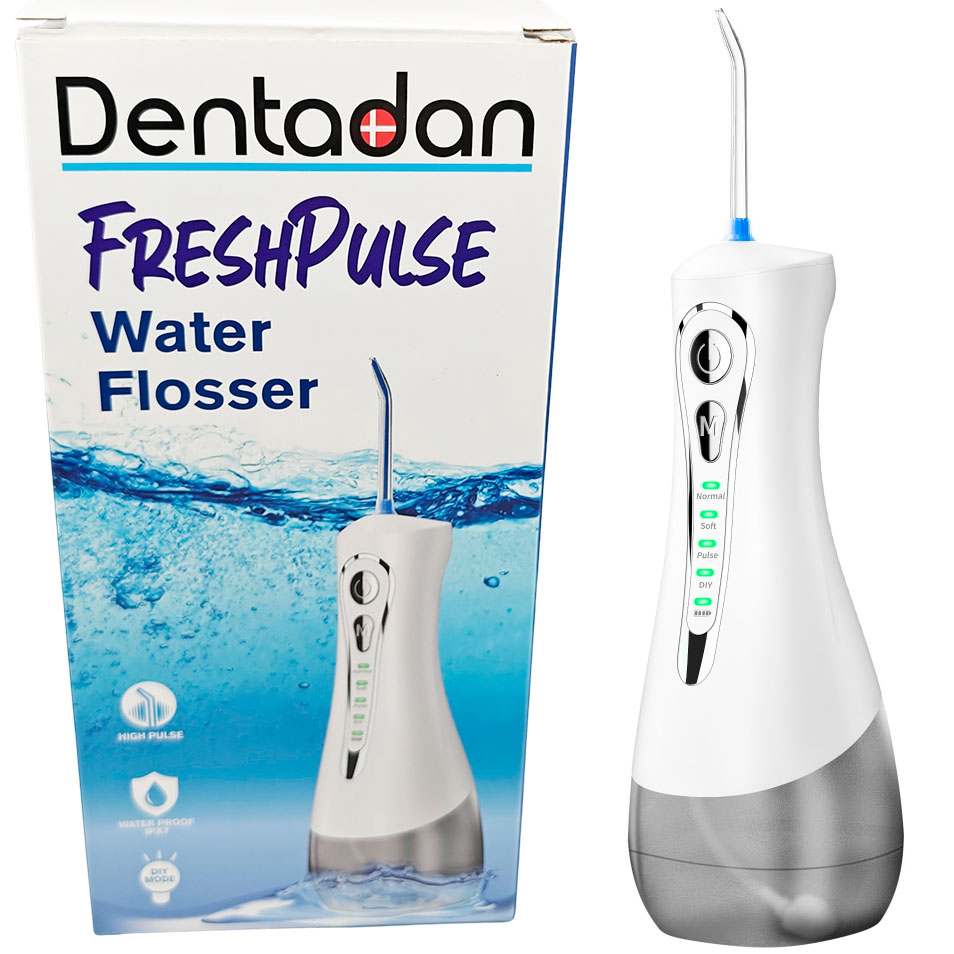 Kabellose Munddusche DENTADAN FreshPulse Water Flosser inkl. 7 Düsen & Reisetasche