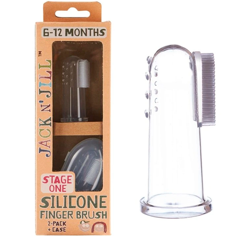 Jack N Jill Stage One Silikon-Fingerzahnbürste (612 Monate) 2 Stk. + Etui