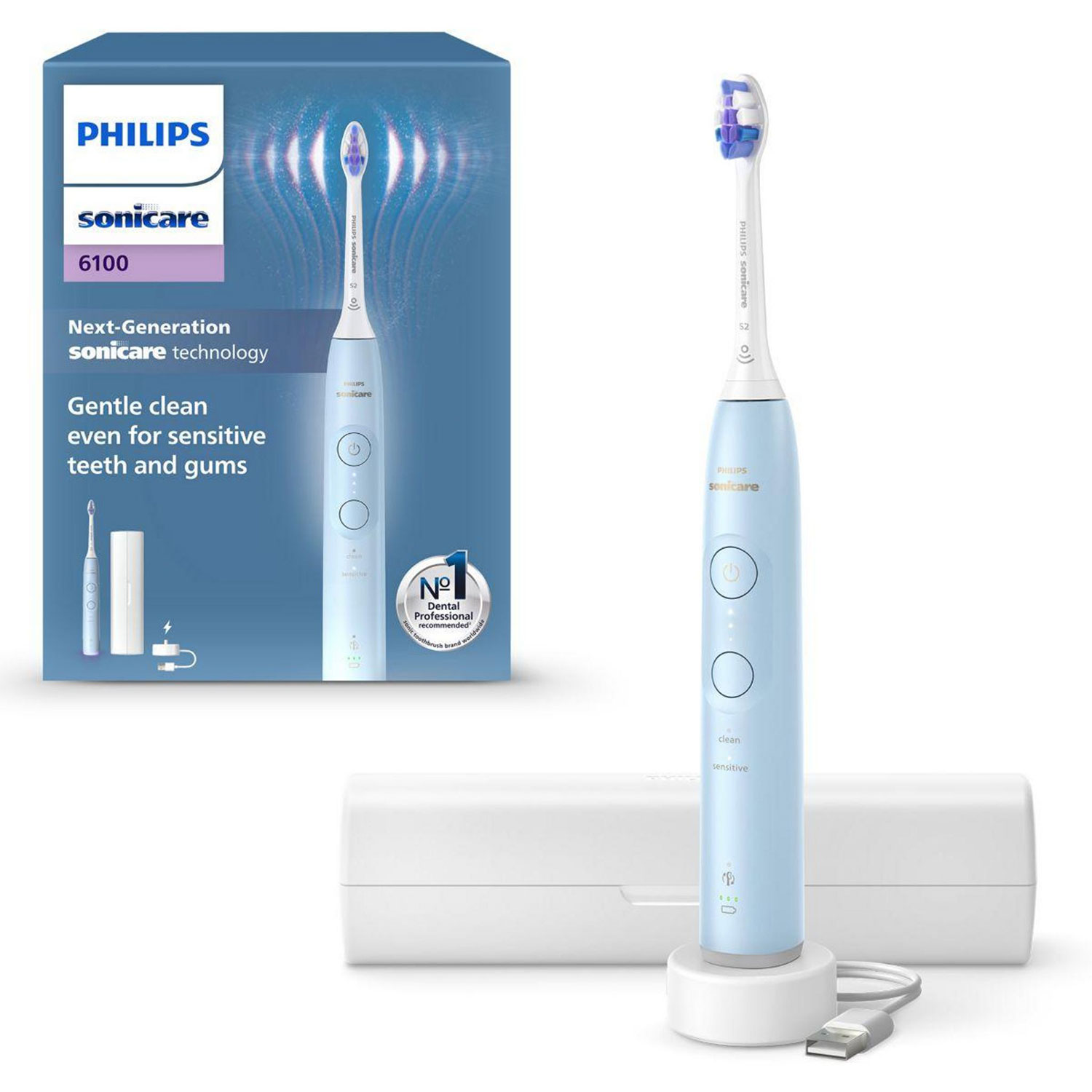 PHILIPS Sonicare El-tandbørste 6100 Blue Inklusiv Rejse-etui - Philips Sonicare Eltandbørster