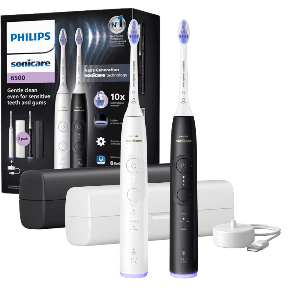 PHILIPS Sonicare El-tandbørster 6500 Duo Pack Inkl. Rejse-etuier - Philips Sonicare Eltandbørster