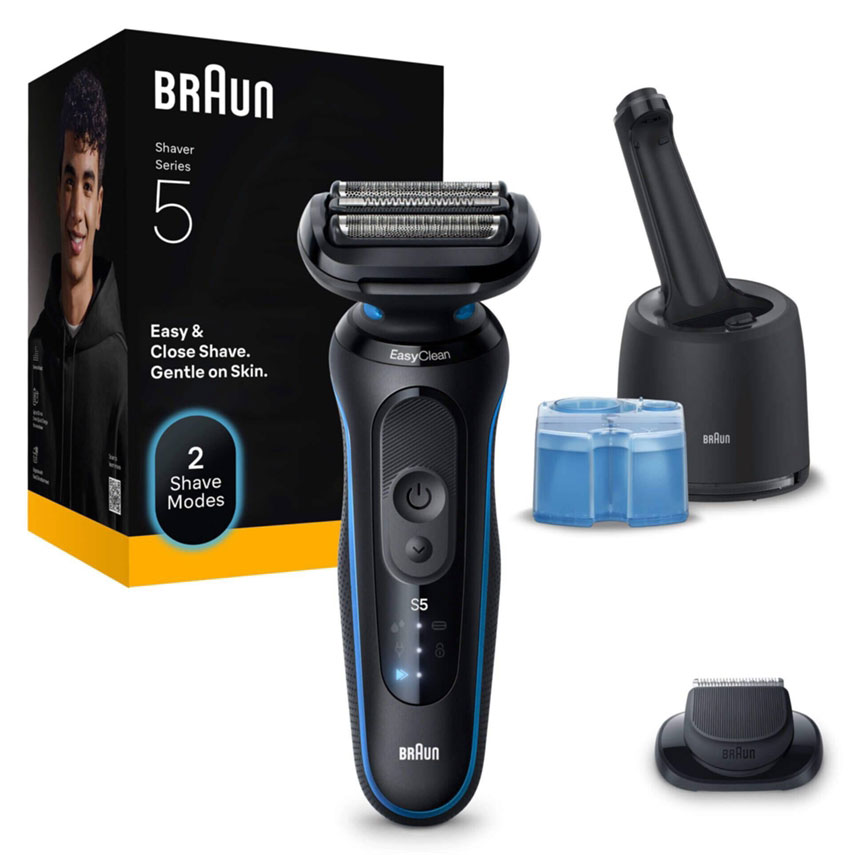 Braun Series 5 52-N7200cc Elektrisk Barbermaskine Black/Blue med SmartCare Center - Barbermaskiner & Hårtrimmere - Barbering / Hårfjerning