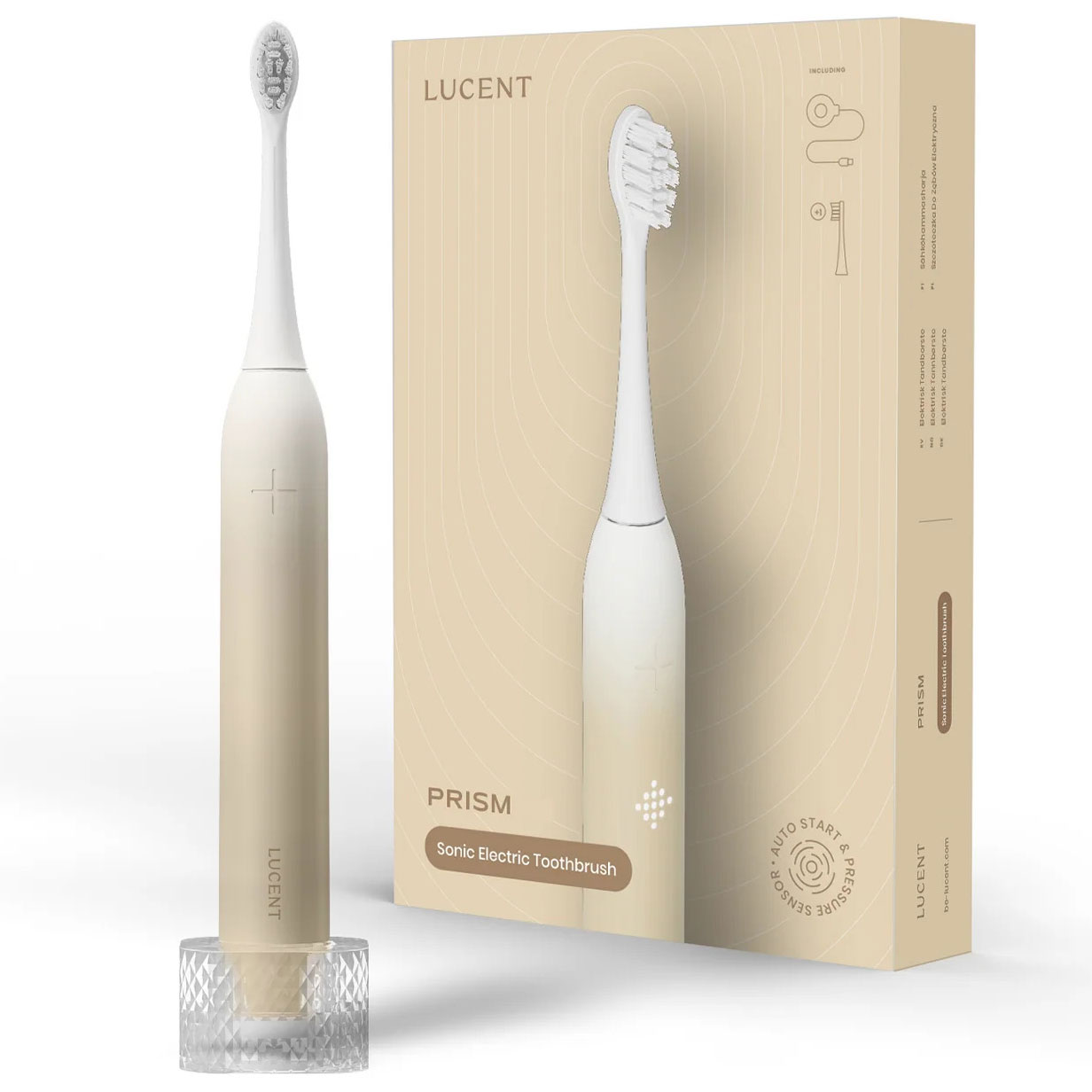 Lucent Prism Sonic Elektrische Zahnbürste Vanilla Cream Intelligente Schallreinigung mit automatischem Start und Drucksensor