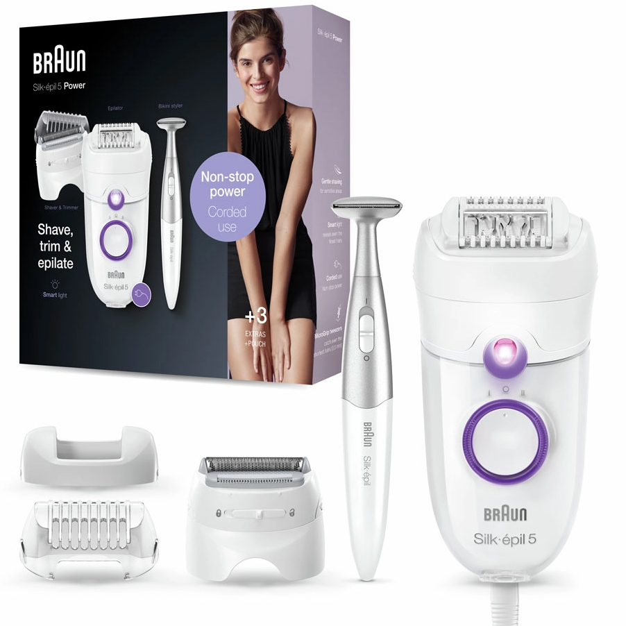 Braun Silk-épil 5 Power 5-825P Epilator Effektiv hårfjerning med konstant strøm - Barbering / Hårfjerning