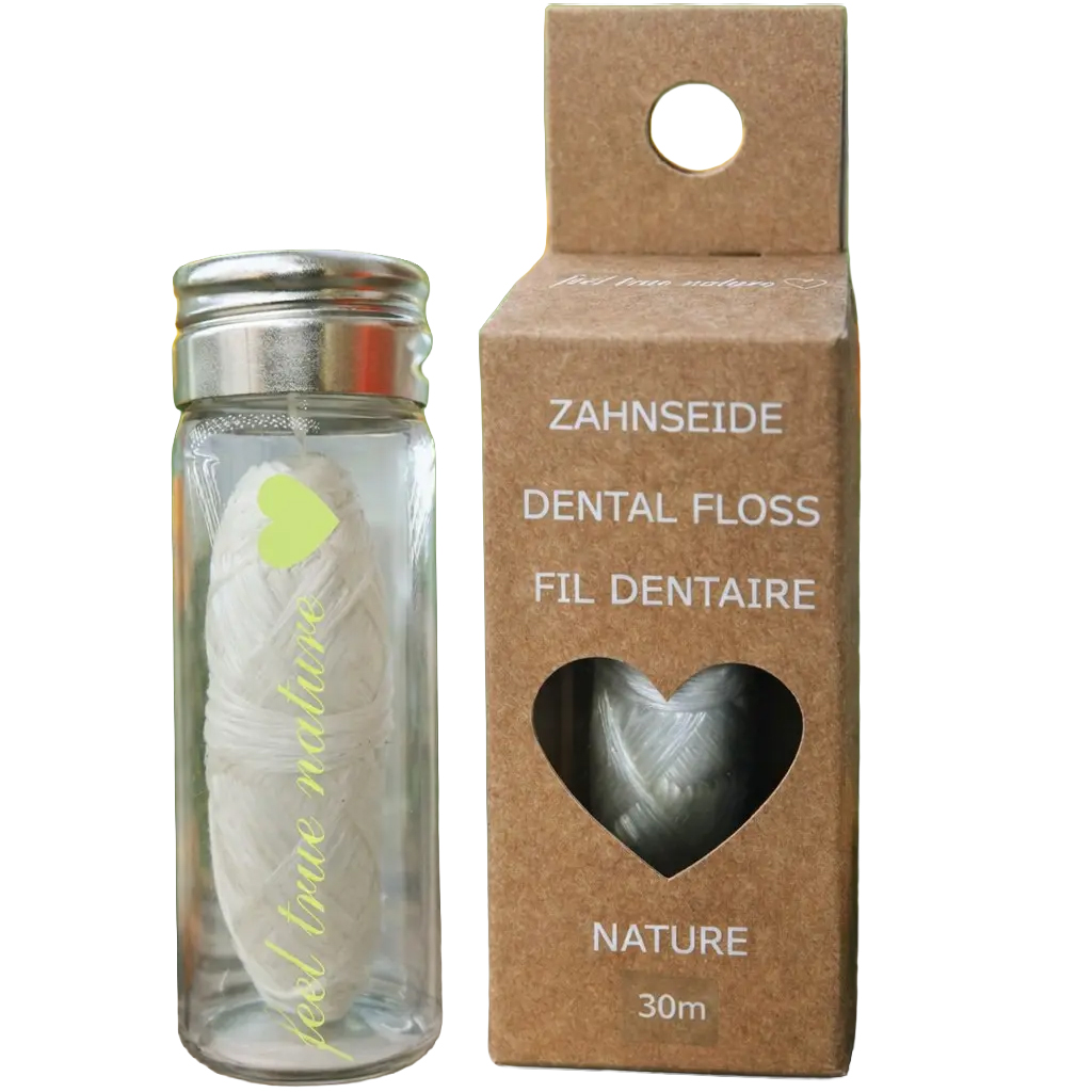 Eliah Sahil Nature Silketandtråd i Glasdispenser 30 meter - Eliah Sahil Tandtråd - Tandtråd / Tandstikker / Flosser