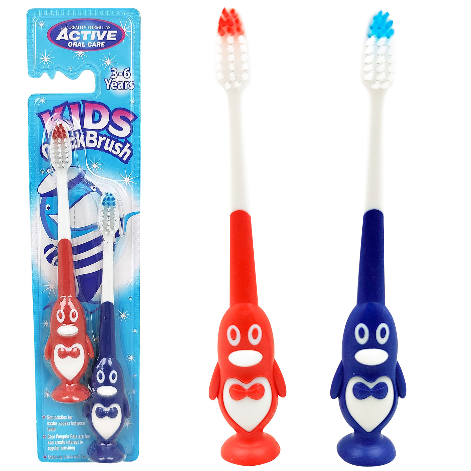 2 Stück Kinderzahnbürsten Active Oral Care Pingvin 3-6 Jahre