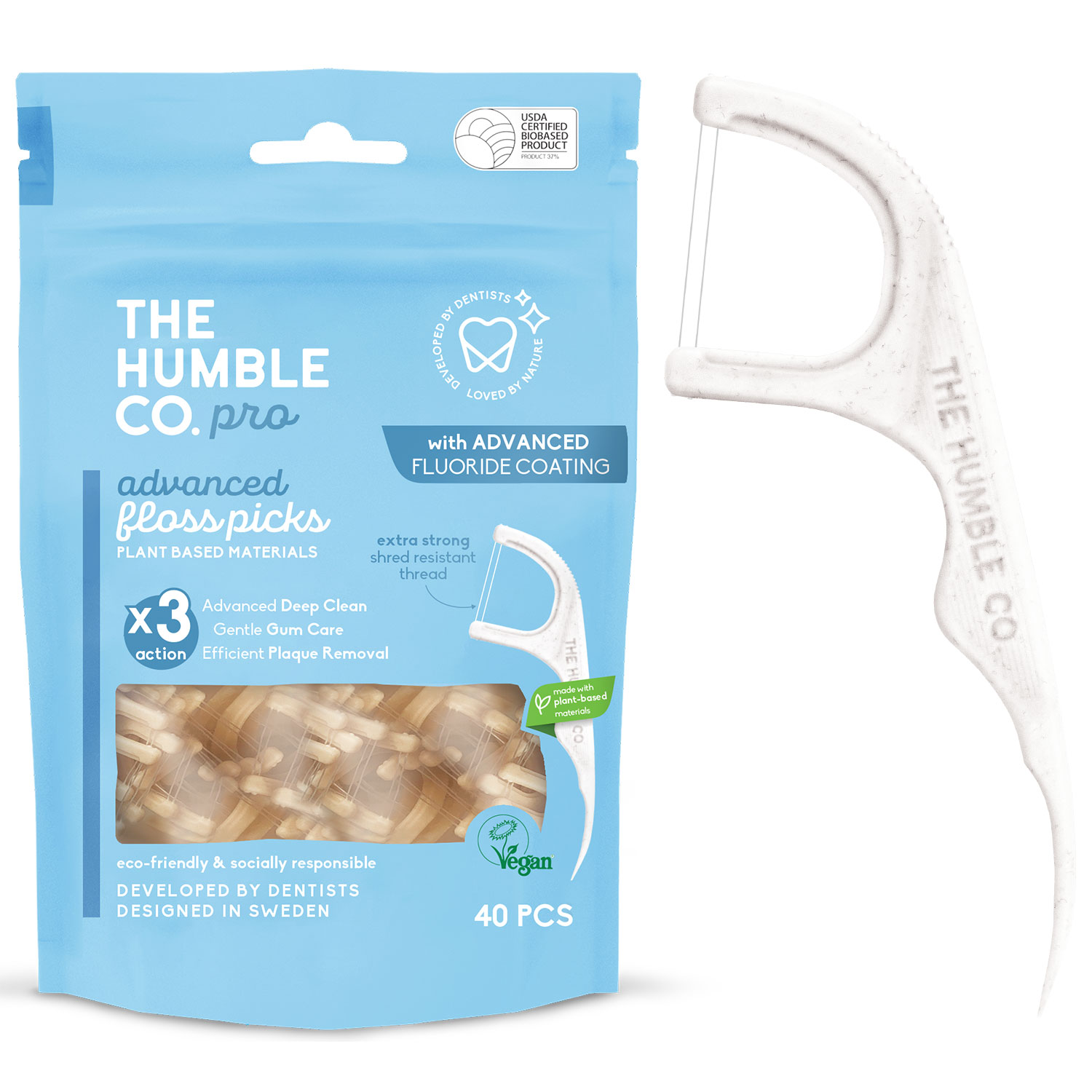 Bæredygtig Tandtråd Uden PFAS Humble Co. PRO Floss Picks
