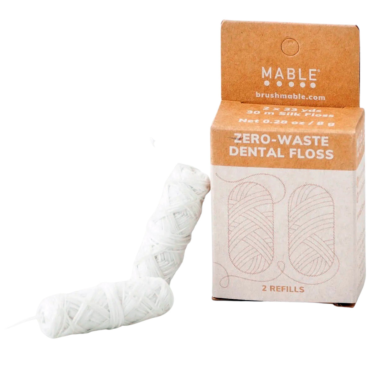 Nachhaltige Zahnseide-Nachfüllungen Mable Seide, 2 x 30 mtr.