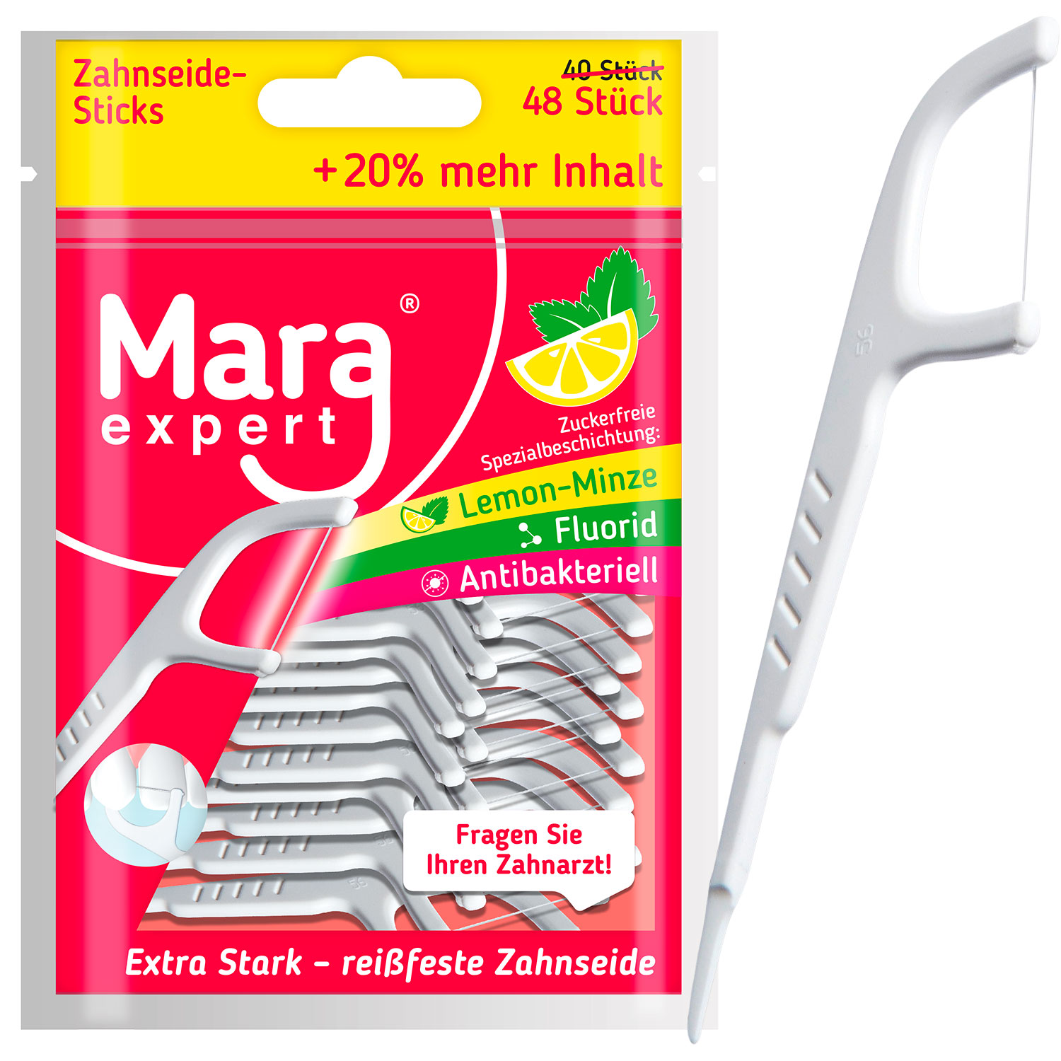 Tandtrådsbøjler Mara Flosser Lemon & Mint 48 stk.