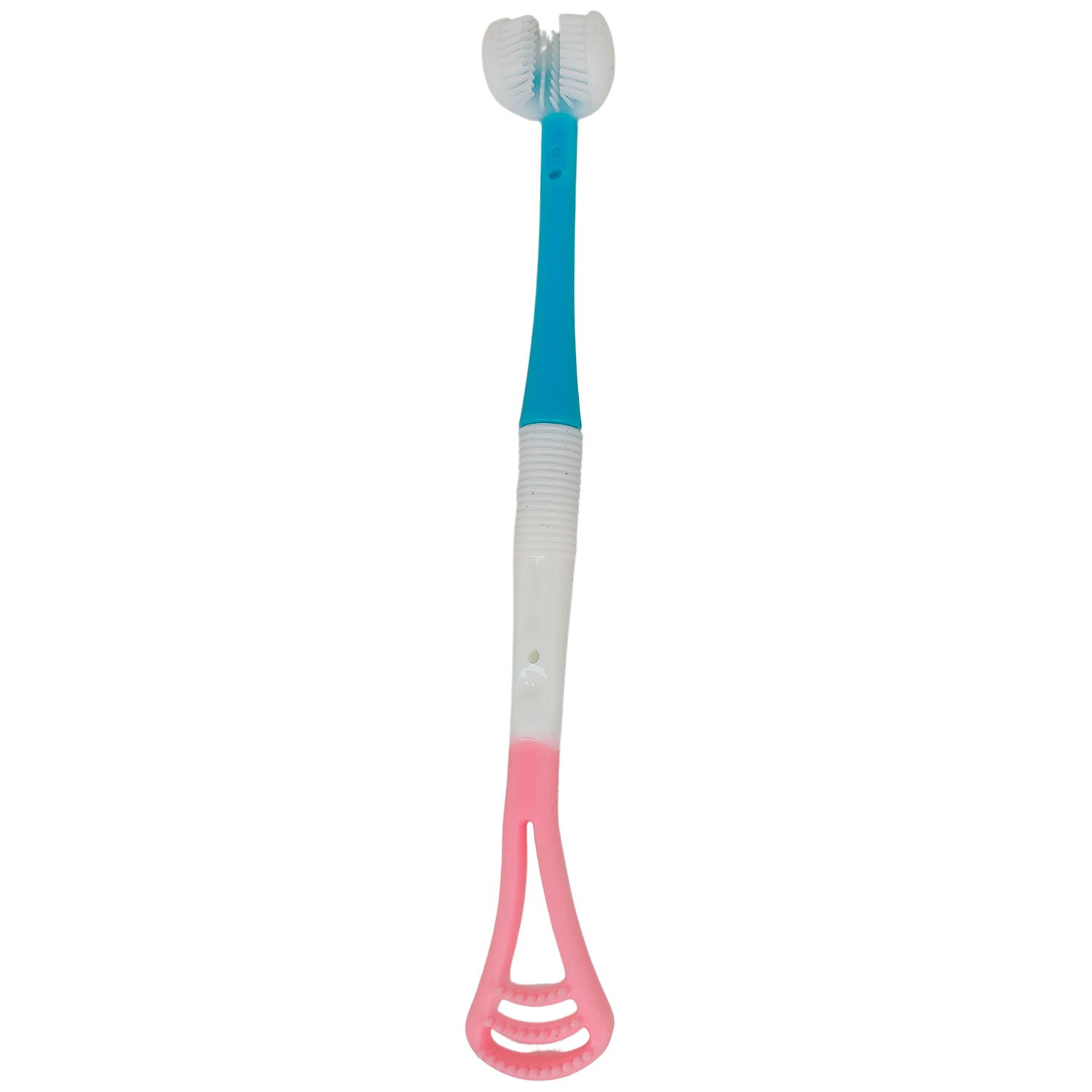 Zungenreiniger + 3-seitige Zahnbürste BLAUE / PINK