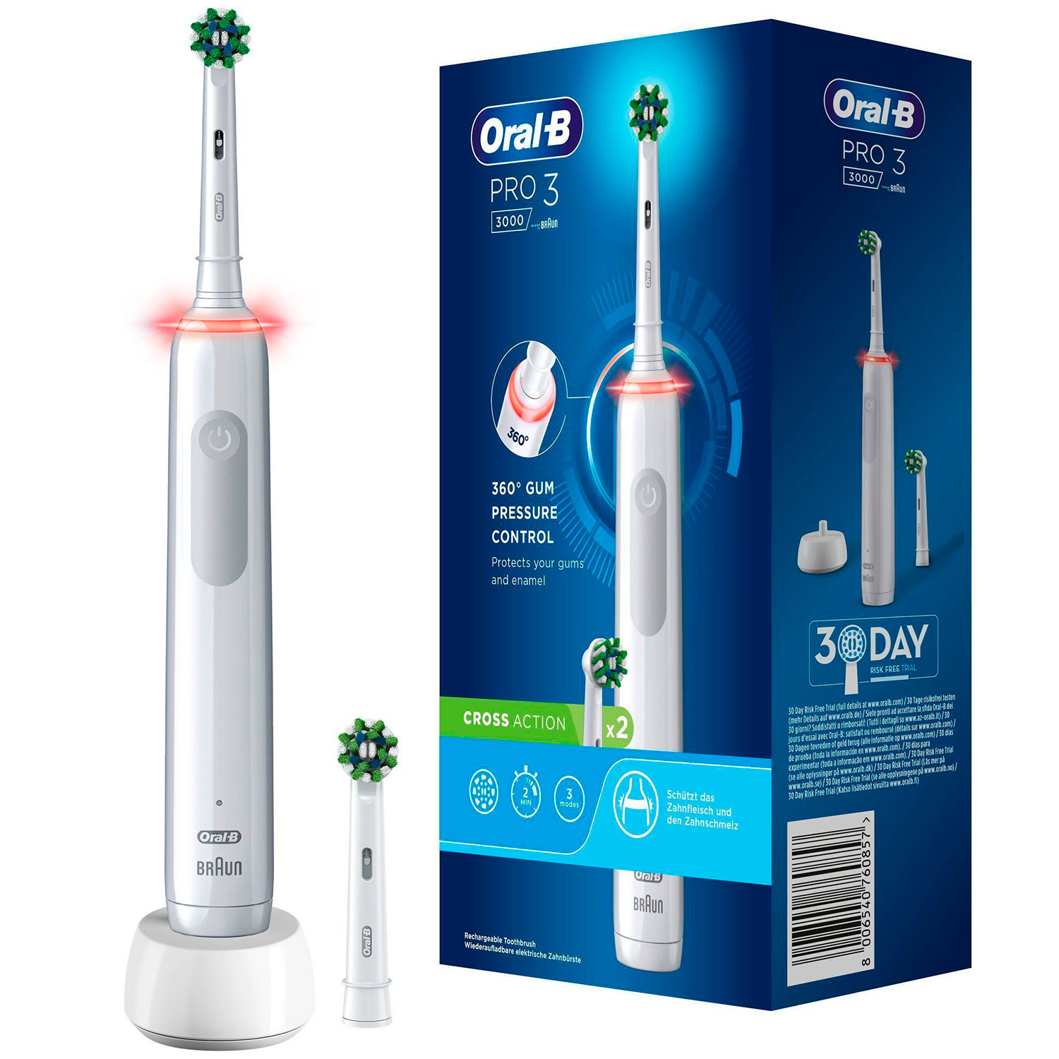 Oral-B Pro 3 3000 CrossAction Elektrische Zahnbürste Extra Bürstenkopf White