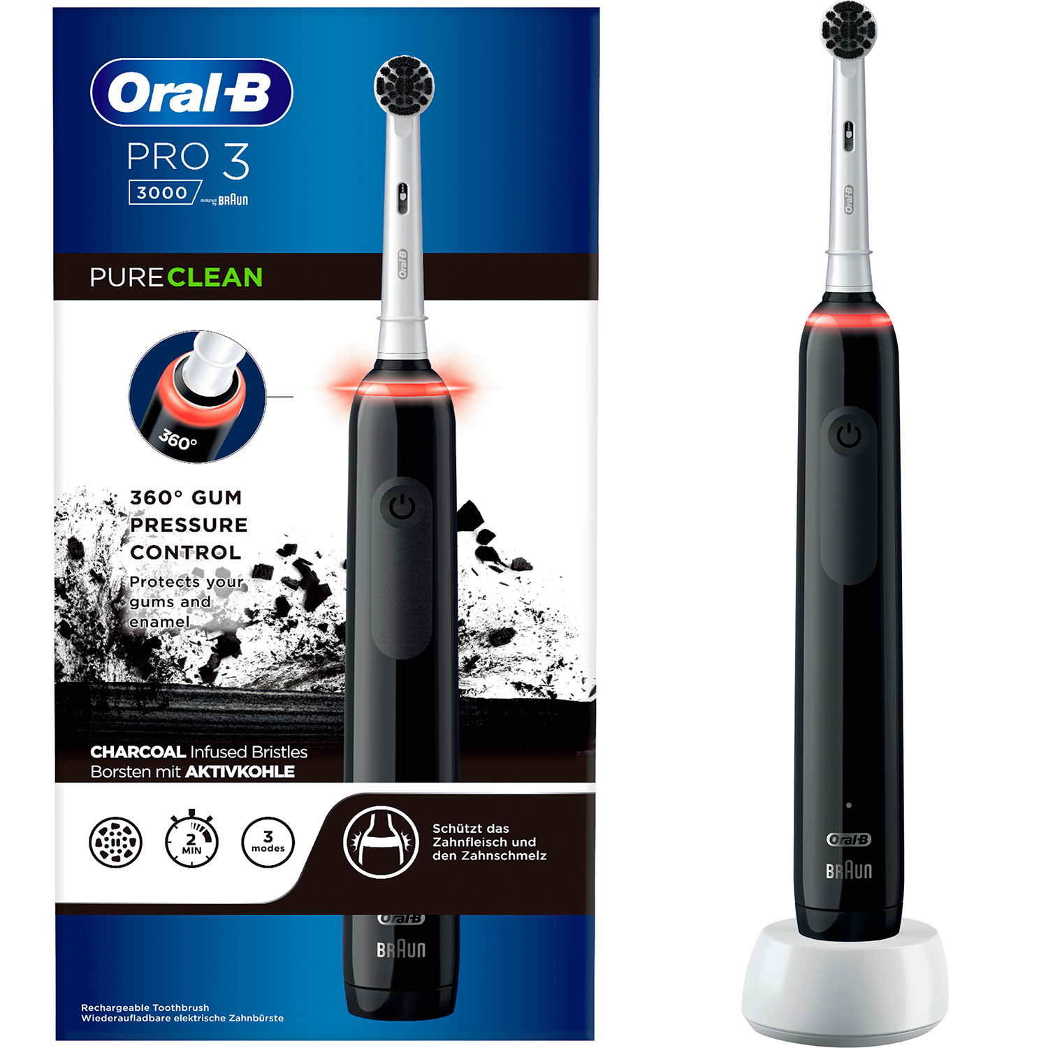 Oral-B Pro 3 3000 Elektrische Zahnbürste PureClean Black