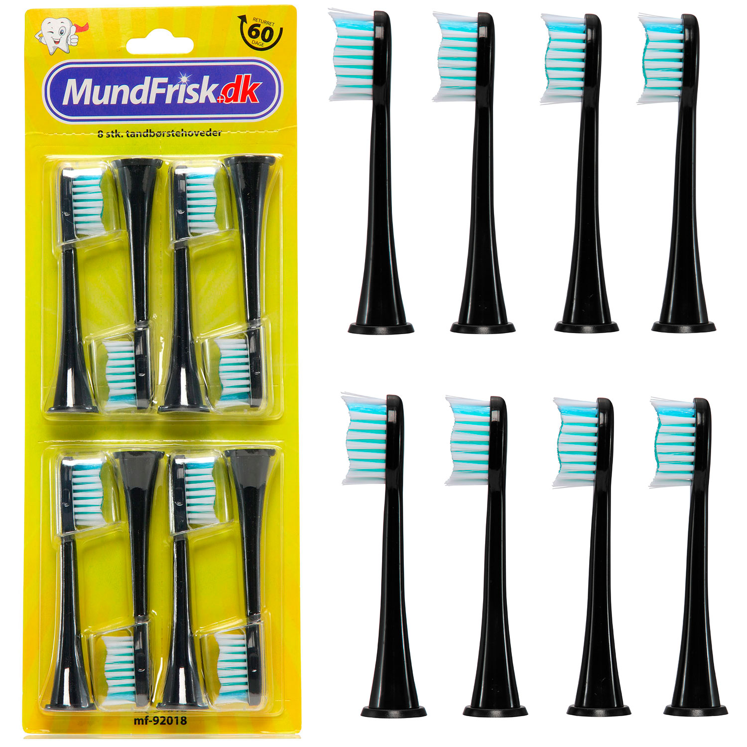 8 stk. Sorte Børstehoveder Philips SoniCare Kompatible