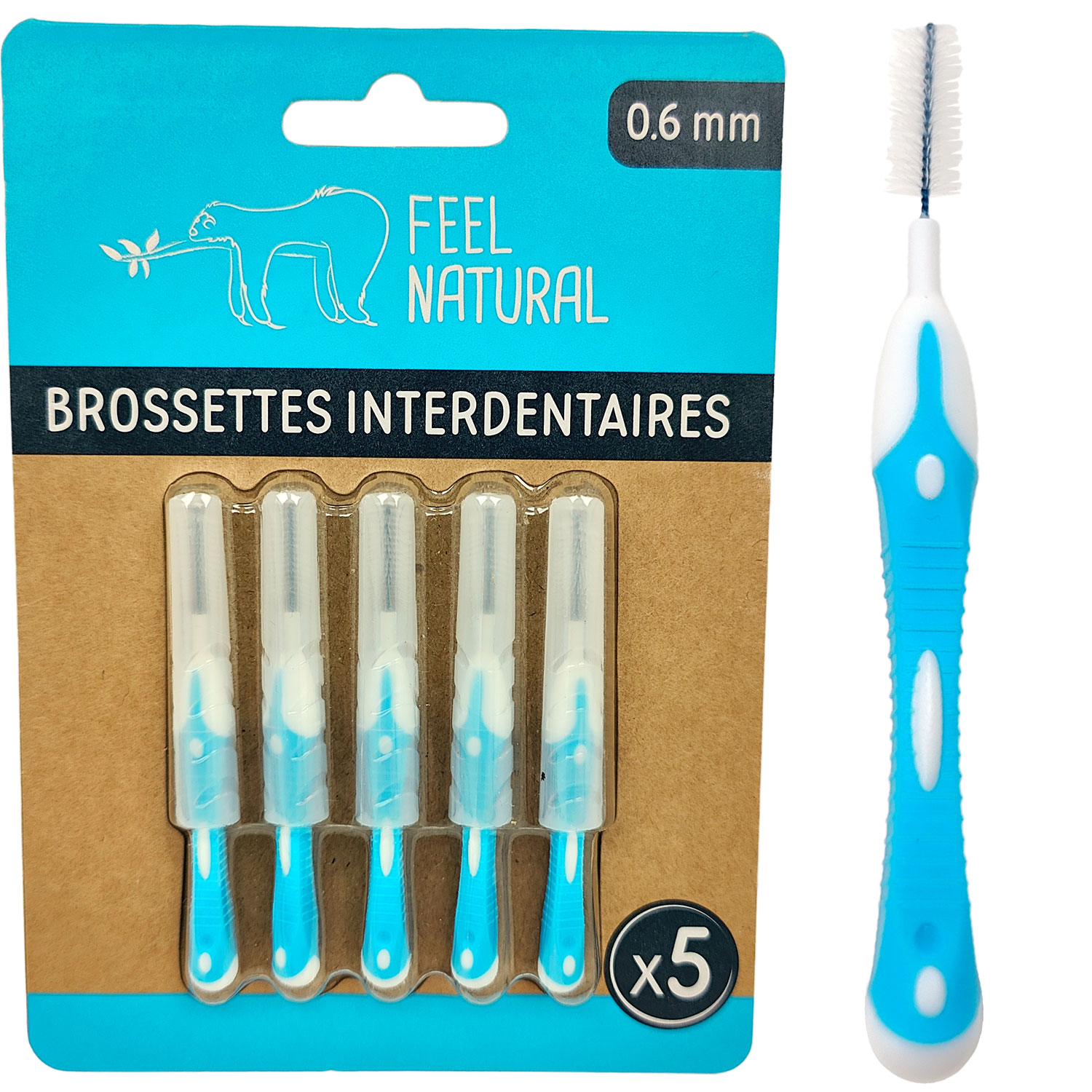 Mellemrumsbørster Feel Natural 0.6 mm BLÅ - Feel Natural Mellemrumsbørster