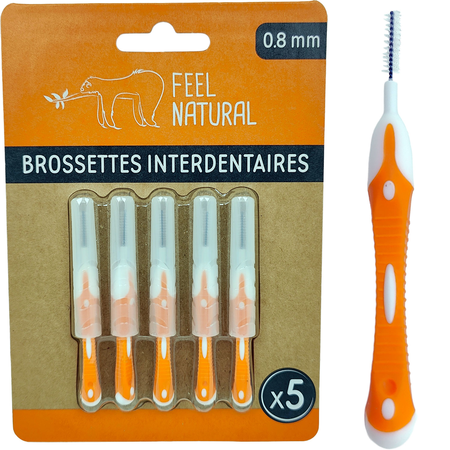 Mellemrumsbørster Feel Natural 0.8 mm ORANGE - Feel Natural Mellemrumsbørster