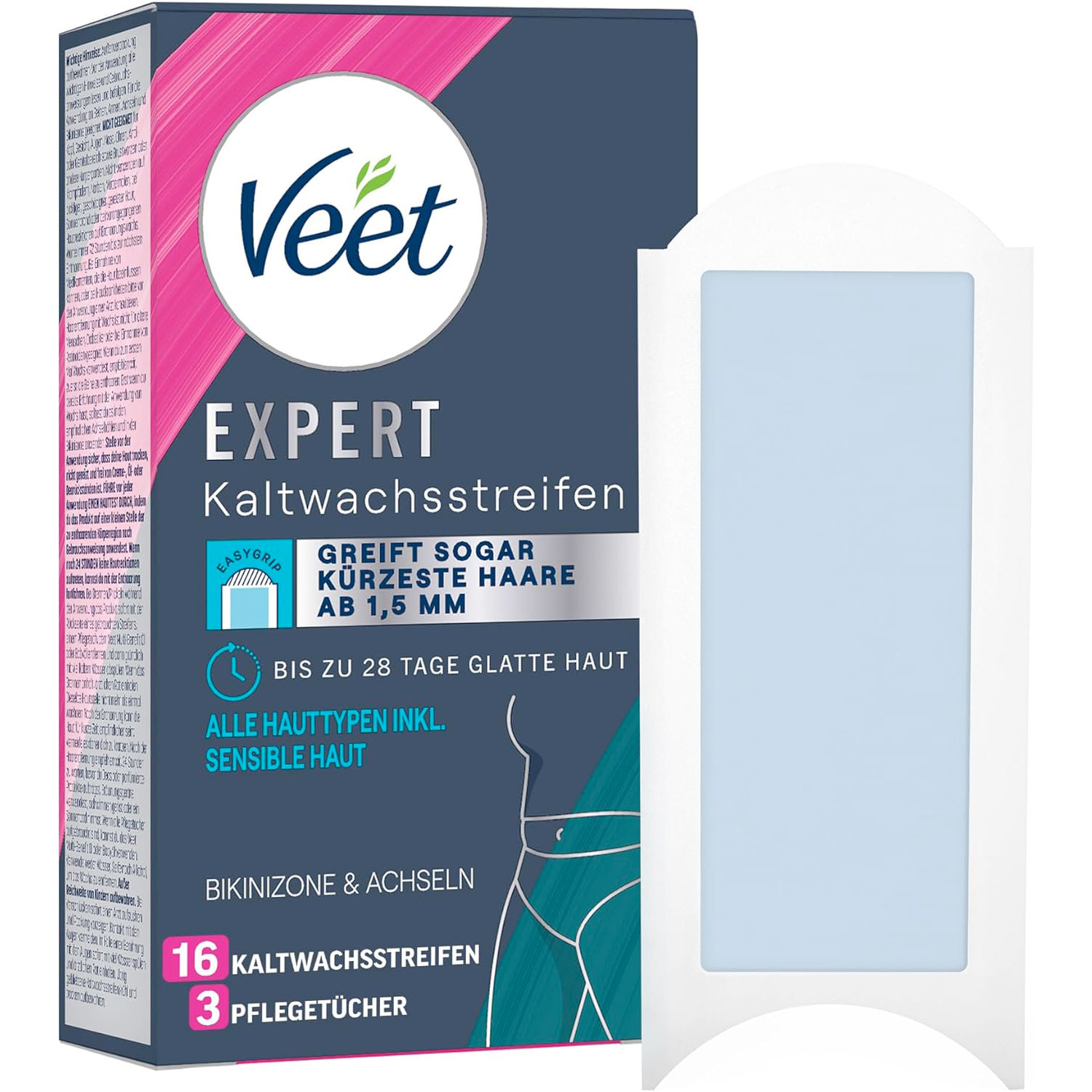 Haarentfernung Veet Expert Bikini & Armpits Kaltwachsstreifen Sensitiv Hud 16 Stk.