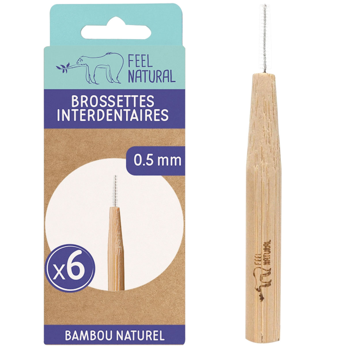 Bambus Mellemrumsbørster Feel Natural 0.5 mm 6 stk. - Feel Natural Mellemrumsbørster