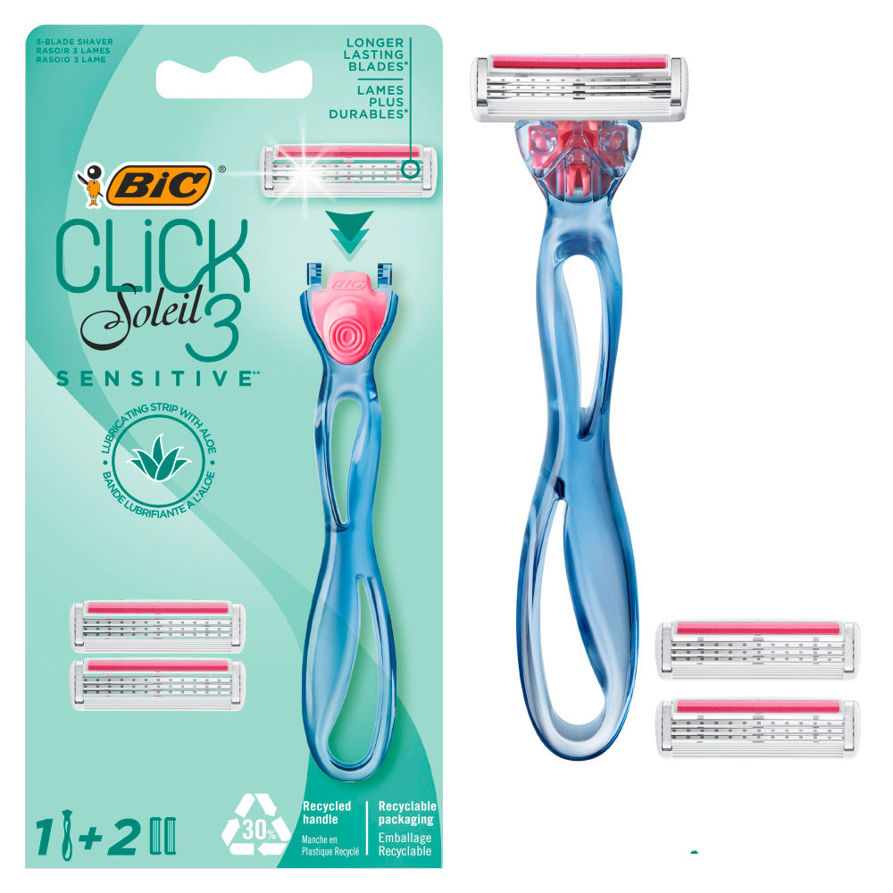 BIC 3 Click Soleil Sensitive Rasierer + 2 Rasierklingen