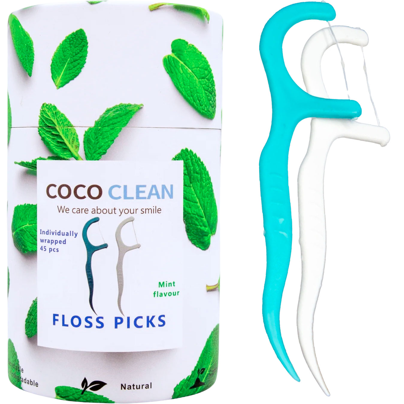 Zahnseide-Picks Verpackte Coco Clean Floss -Picks 45 Stk.