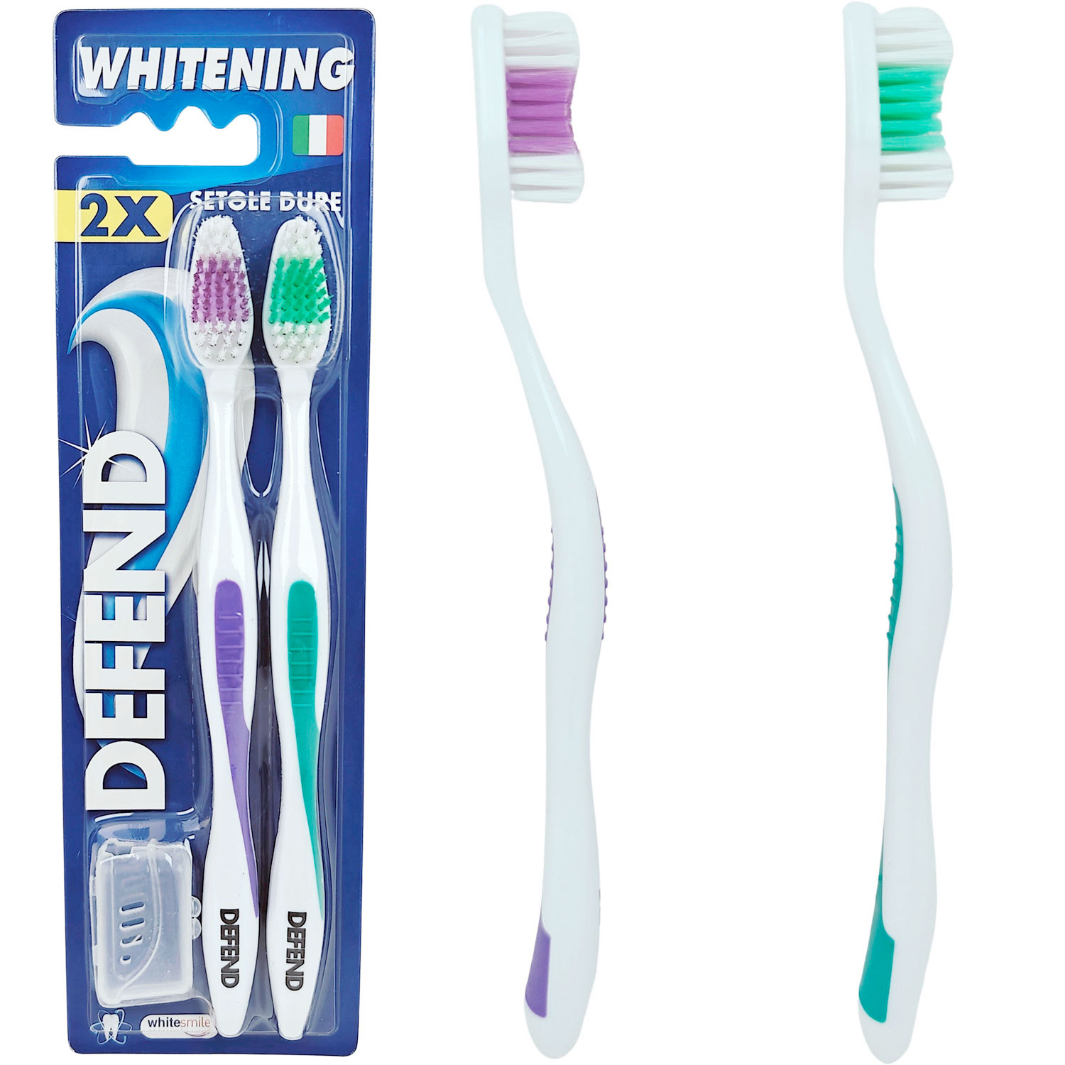 Whitening Zahnbürsten 2 Stück DEFEND Hartborsten