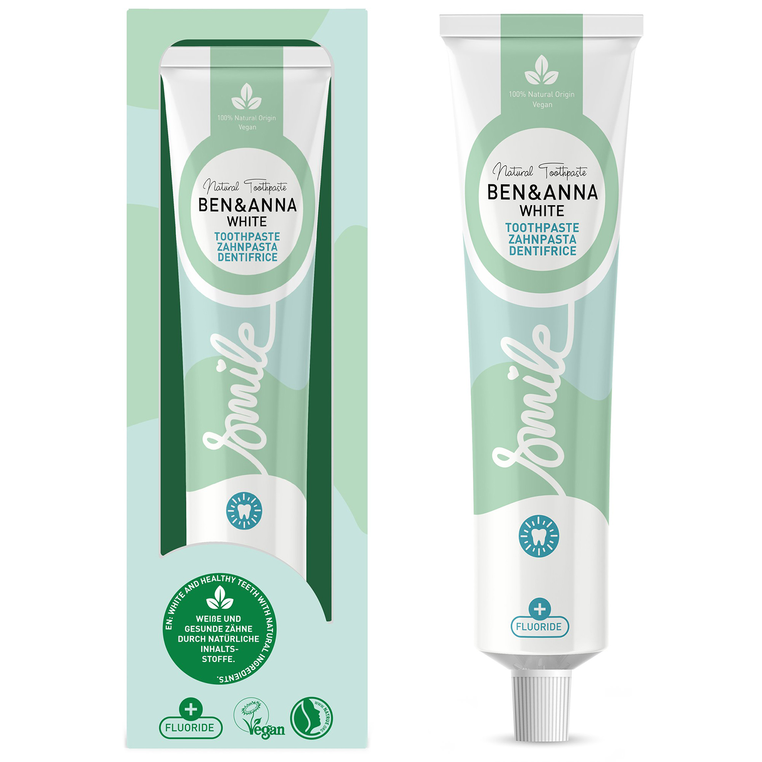Natürliche Zahnpasta BEN & ANNA White Fluor 75 ml.
