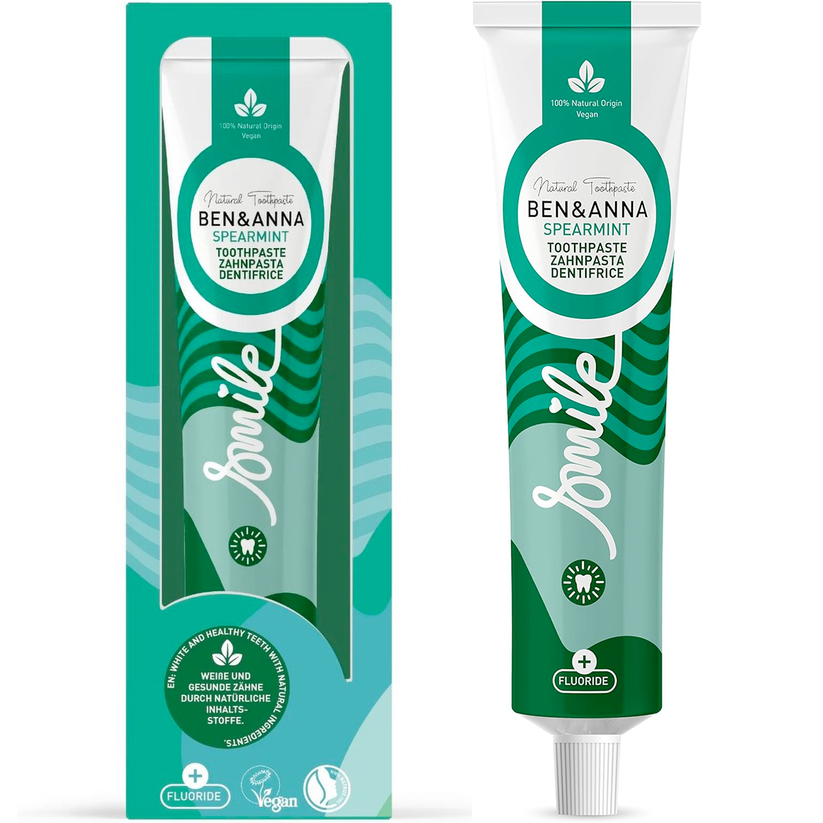 Natürliche Zahnpasta BEN & ANNA Spearmint Fluoride 75 ml.