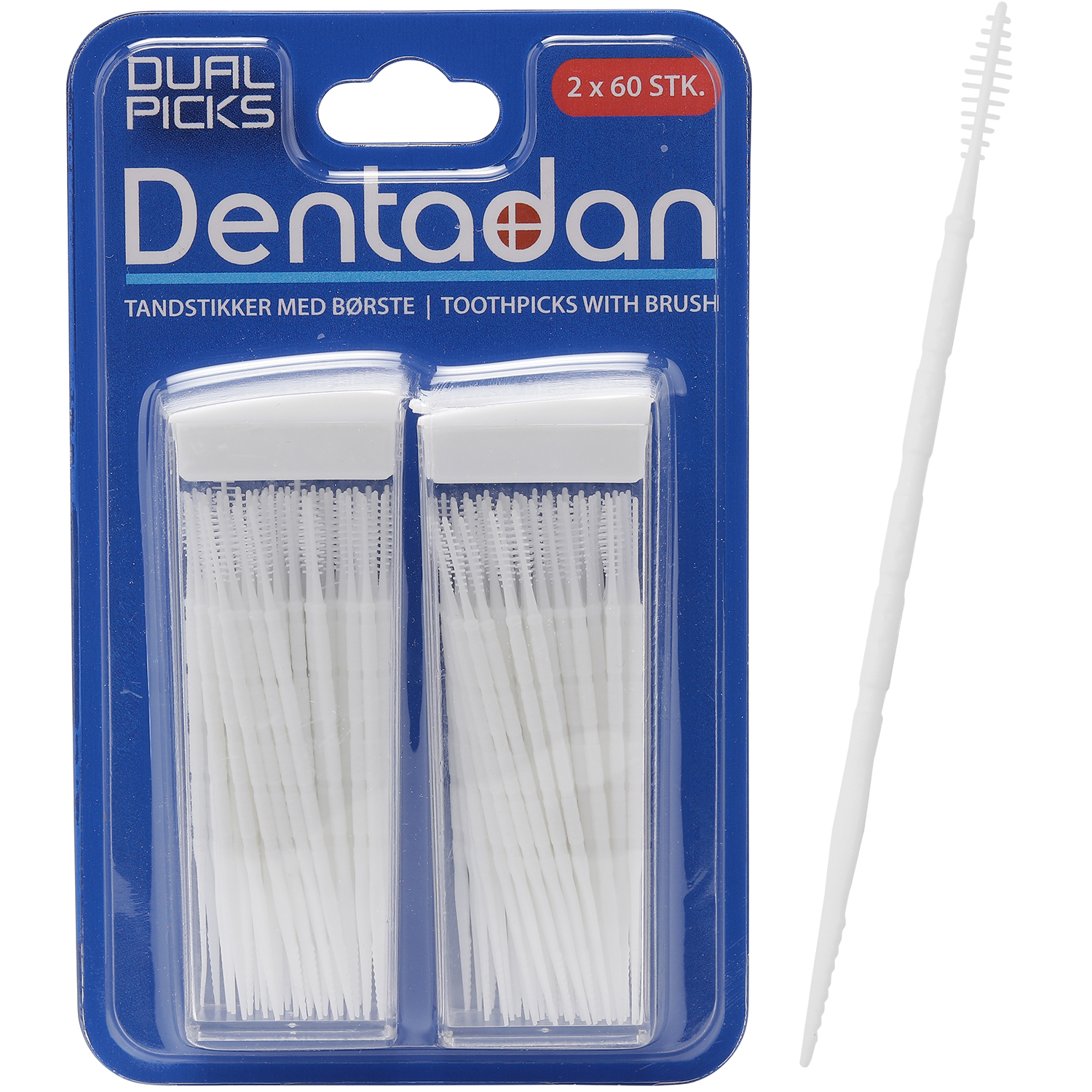 Dentadan Dual Picks Kunststoff-Zahnstocher mit Bürste für Lücken 120 Stk.