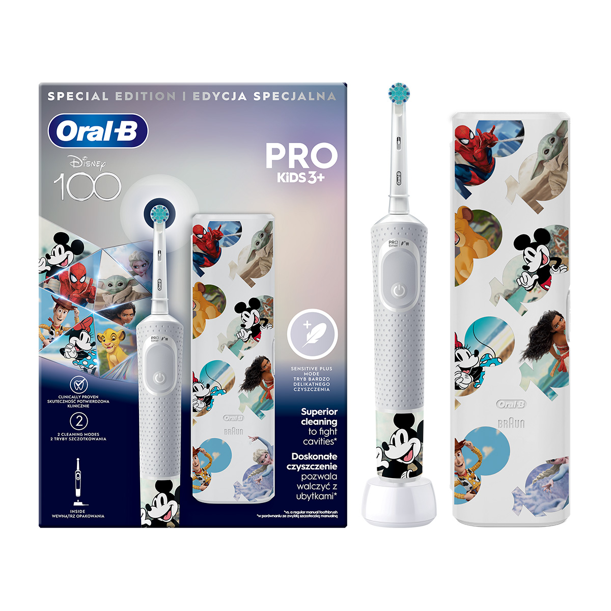 Oral-B PRO Elektrische Zahnbürste für Kinder Disney 100 Jahre + Reiseetui