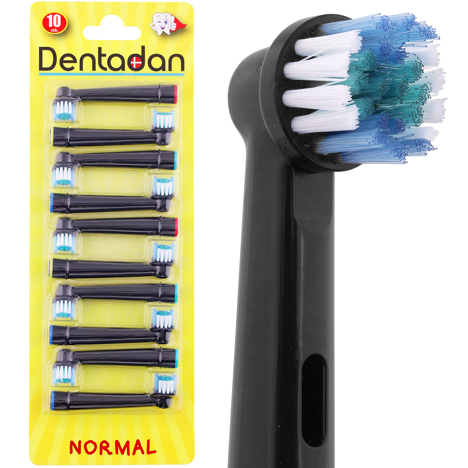 Dentadan 10 stk. Sorte Normal Børstehoveder Til Oral-B
