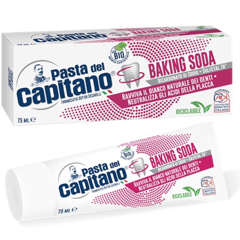 Italienische Whitening Zahnpasta PASTA del Capitano Backpulver 75 ml.