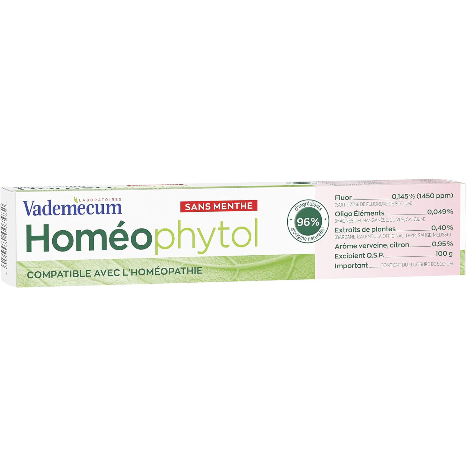 Homöopathische Zahnpasta VADEMECUM Homéophytol Minzfrei 75 ml.
