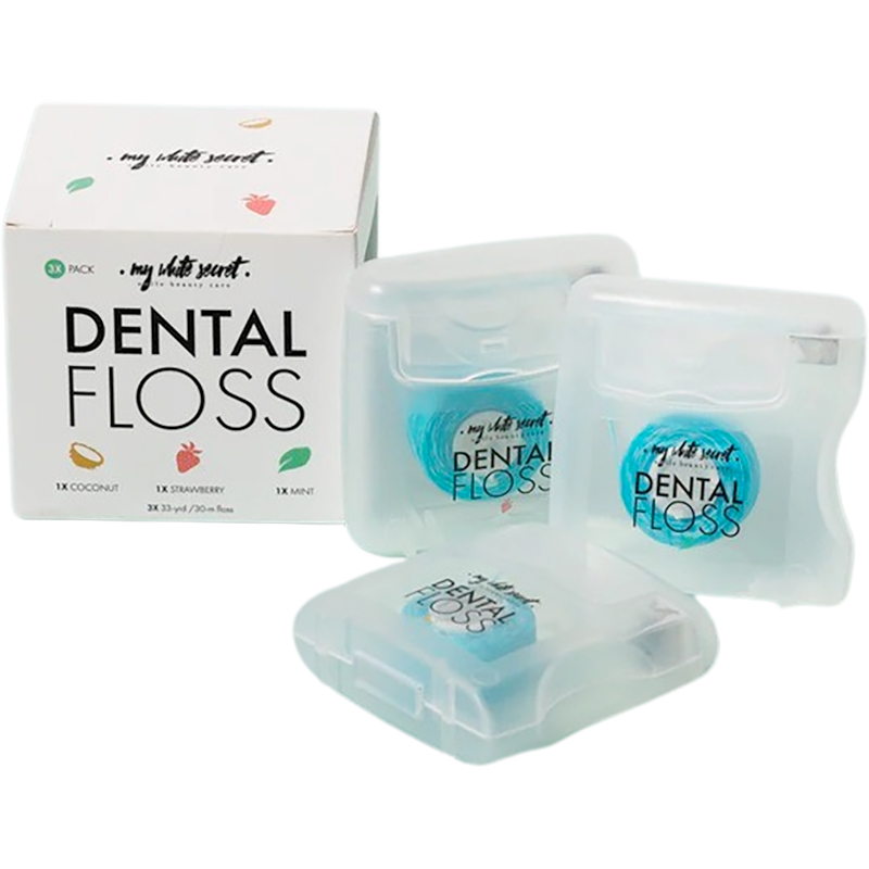 Meine White Scared Floss mit Geschmack 3x30 mtr.: Coconut , Strawberry , Coconut