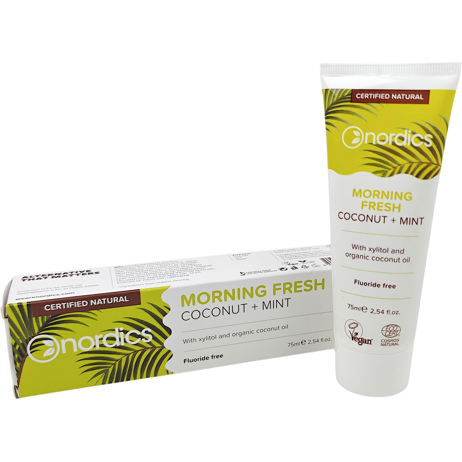 Natürliche Xylitol-Zahnpasta NORDICS Morning Fresh Coconut + Mint 75 ml