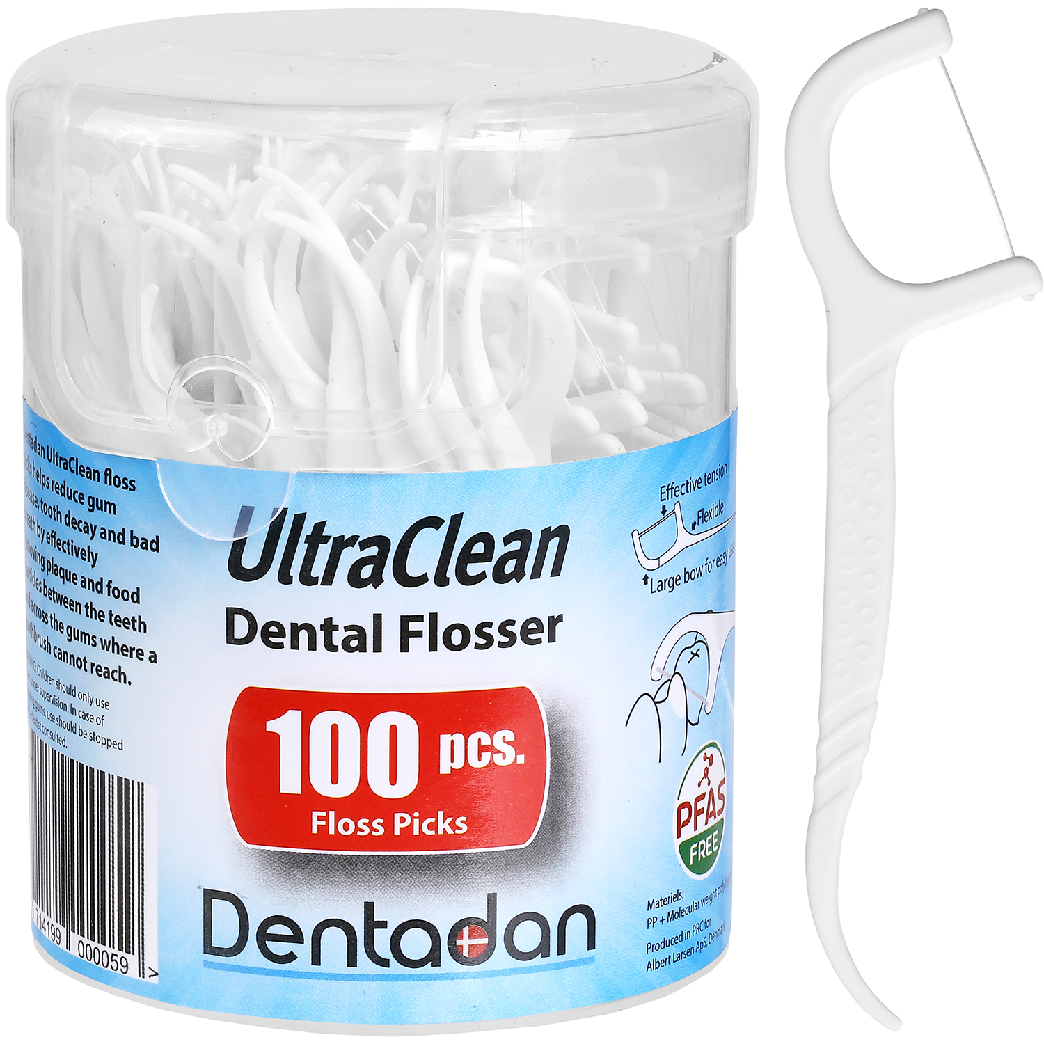 Dentadan Flosser 100 stk. Zahnseidenklammern mit Zahnstochern
