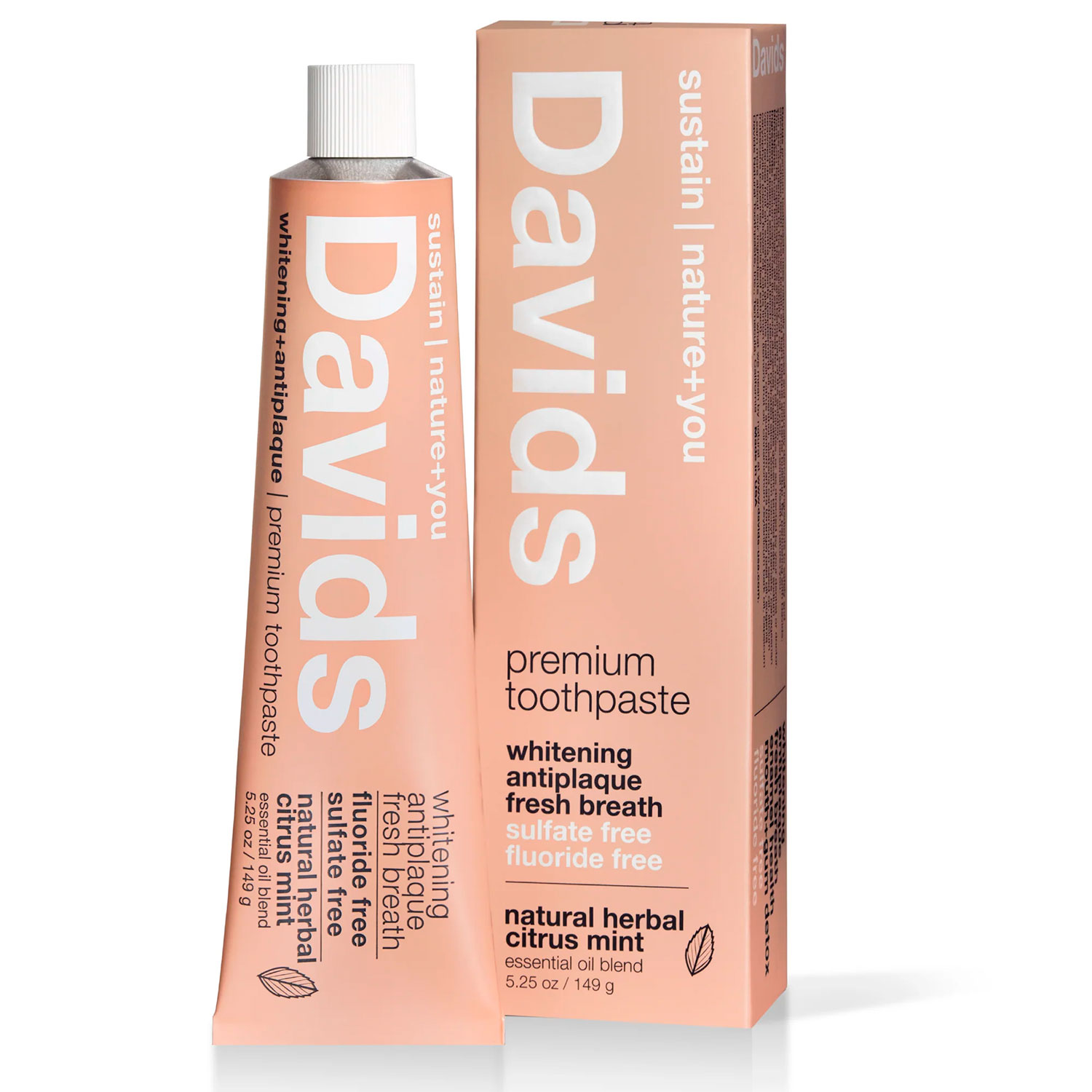 Natürliche Zahnpasta Whitening DAVIDS Herbal Citrus & Peppermint , 149 g