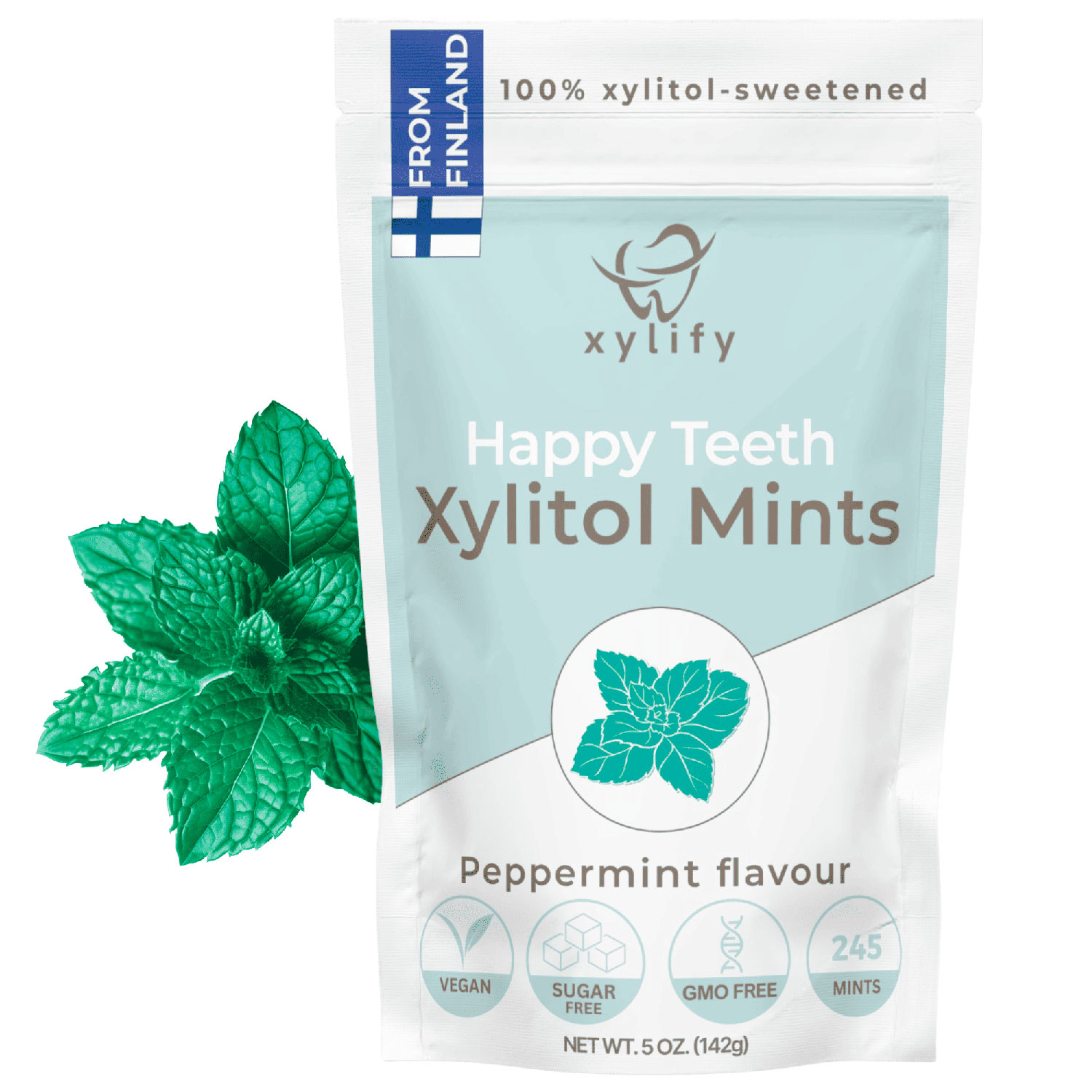 Xylitol Lutschtabletten XYLIFY Happy Teeth Mints Peppermint 245 Stk.