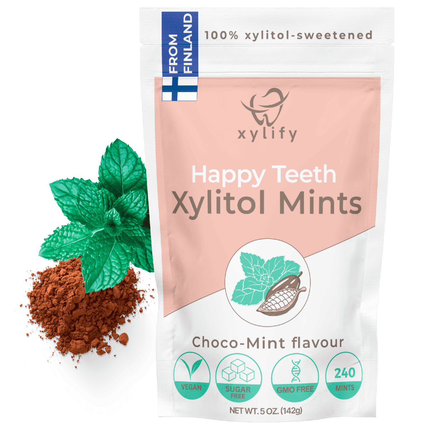 Xylitol Pastiller XYLIFY Happy Teeth Mints Choco Mint 240 stk.