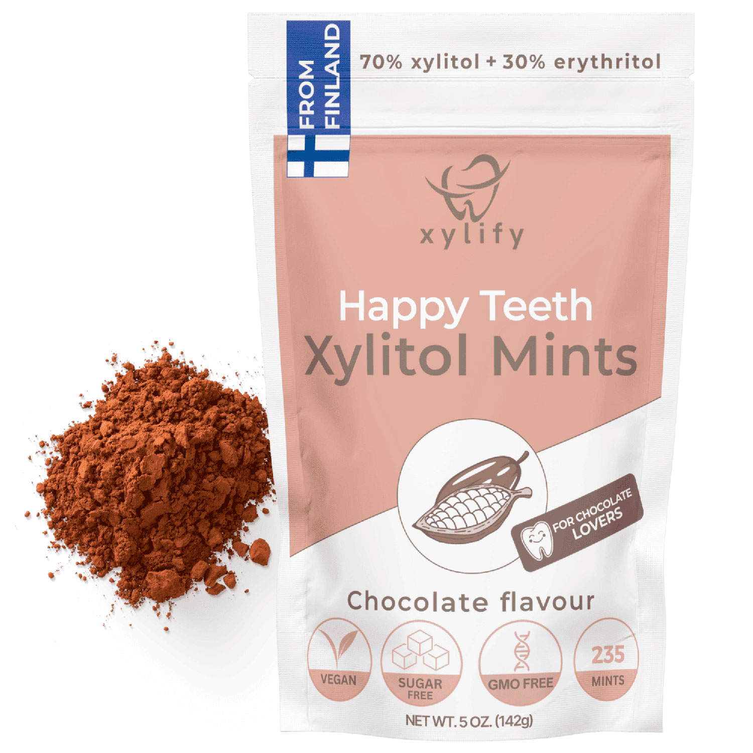 Xylitol Lutschtabletten XYLIFY Happy Teeth Mints Schokolade 240 Stk.