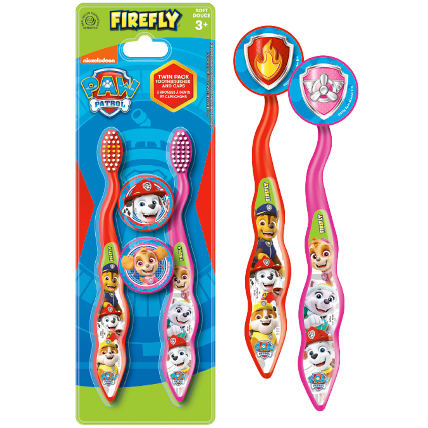 Paw Patrol Tandbørster 2 stk. inkl. Beskyttelseshætter FIREFLY