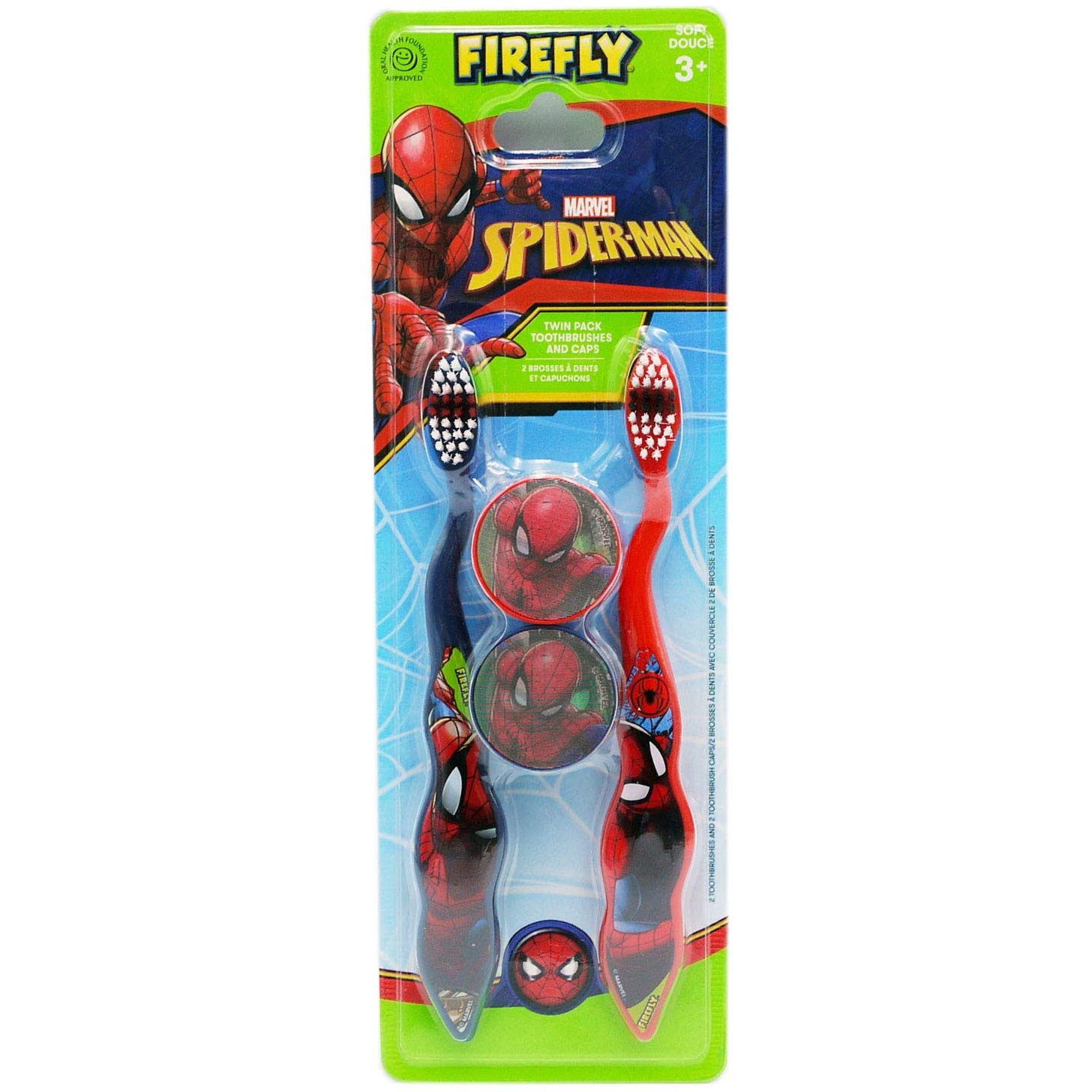 Spider-man Zahnbürsten 2 Stk. mit Schutzkappe FIREFLY