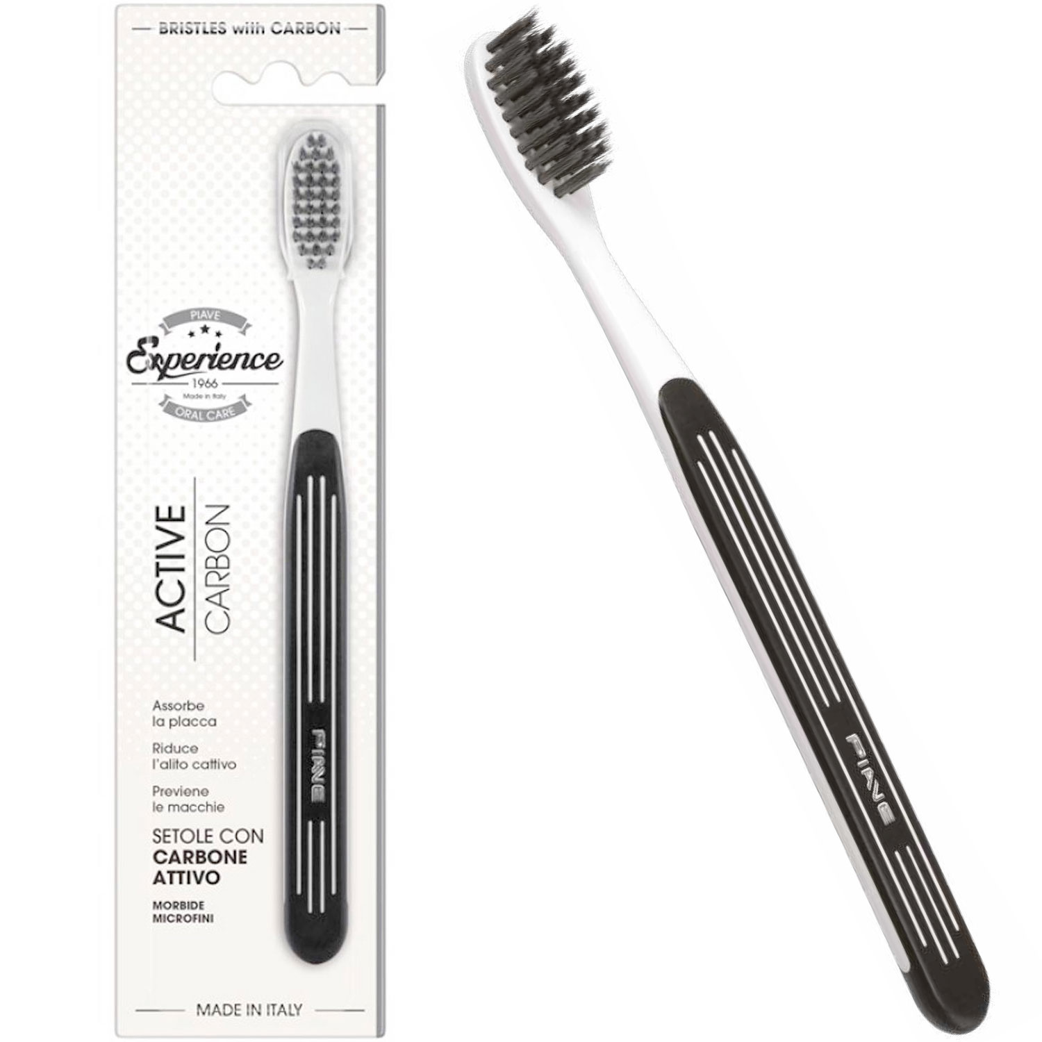 Whitening Charcoal Zahnbürste Piave Experience Active Carbon