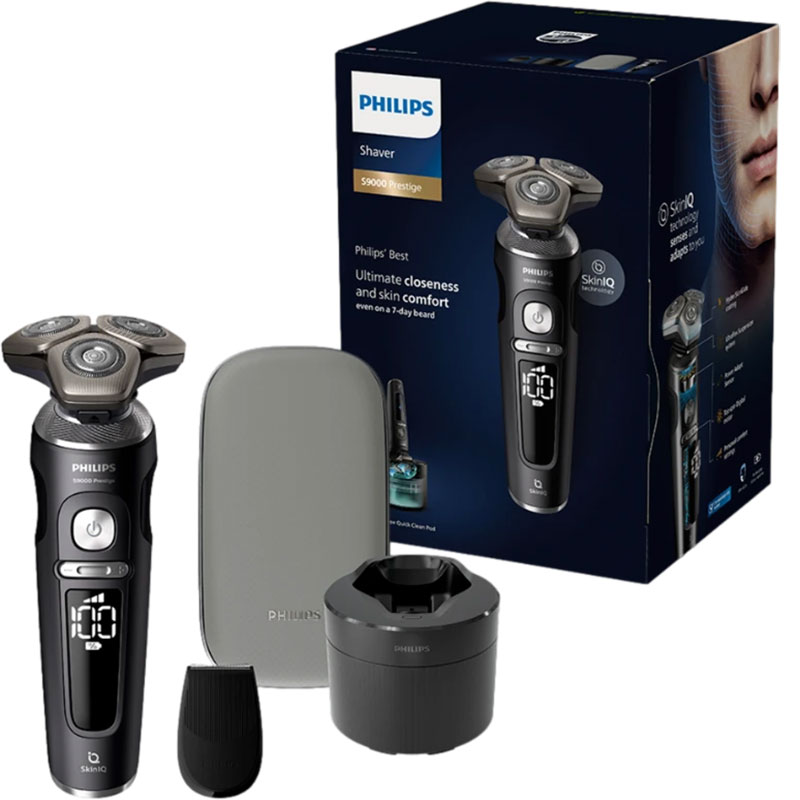 Philips S9000 Prestige SP9840/32 Barbermaskine med SkinIQ, Quick Clean Pod og Rejseetui - Barbermarmaskiner fra Philips