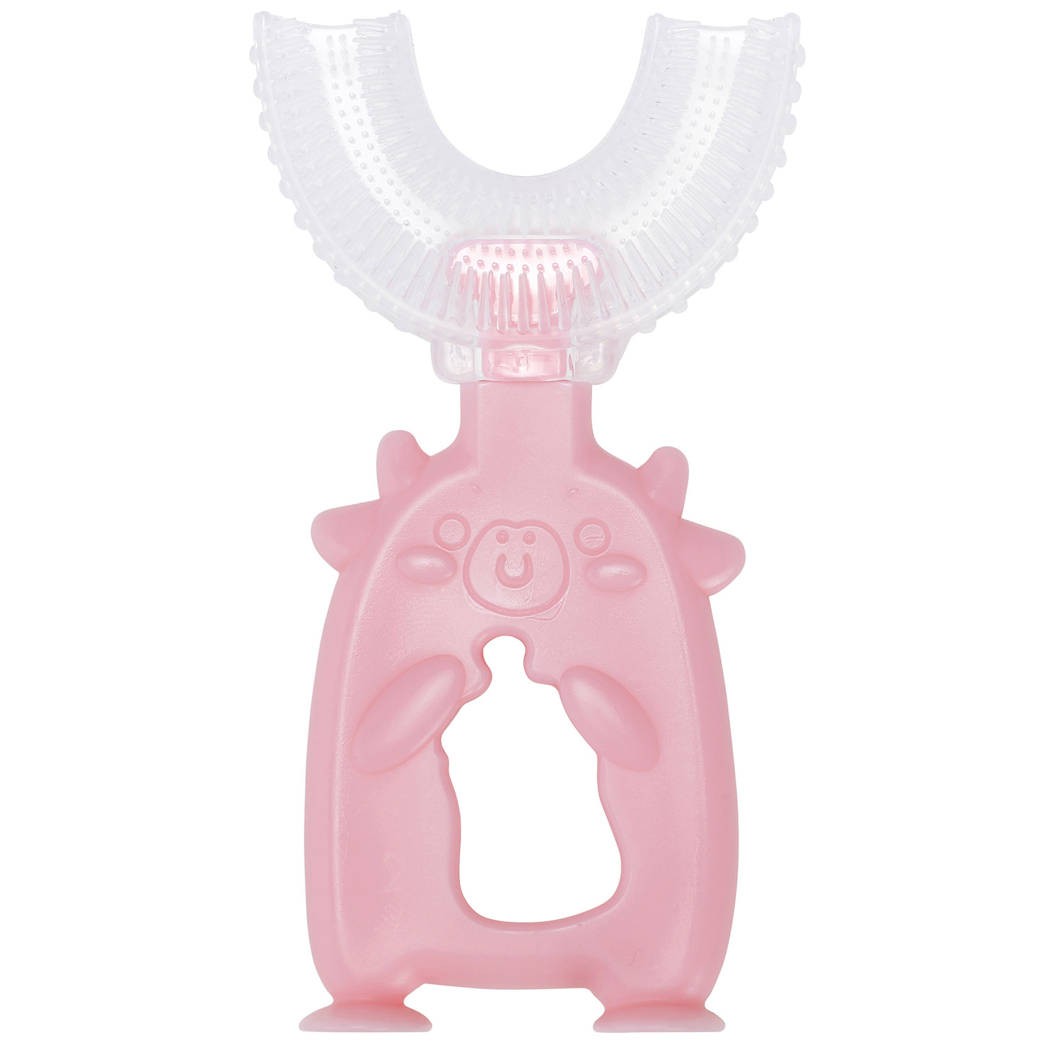 Børnetandbørste U-formet Silikonebørste 2-4 år Animal PINK - Børnetandbørster - Tandpleje til børn